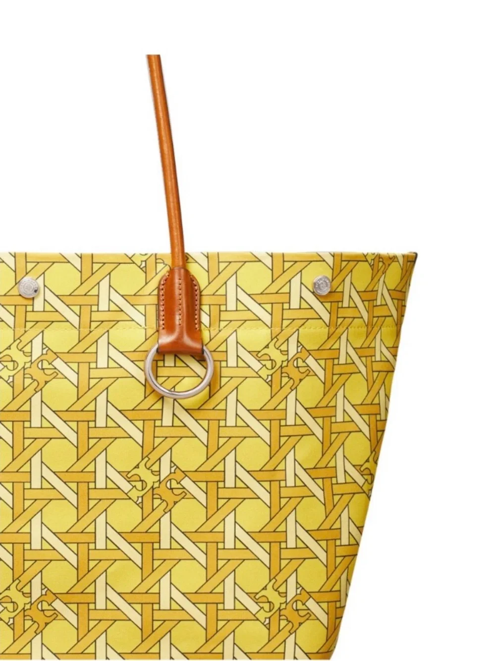 Tory Burch Canvas Basketweave Tote Saffron 700 Yellow NWT